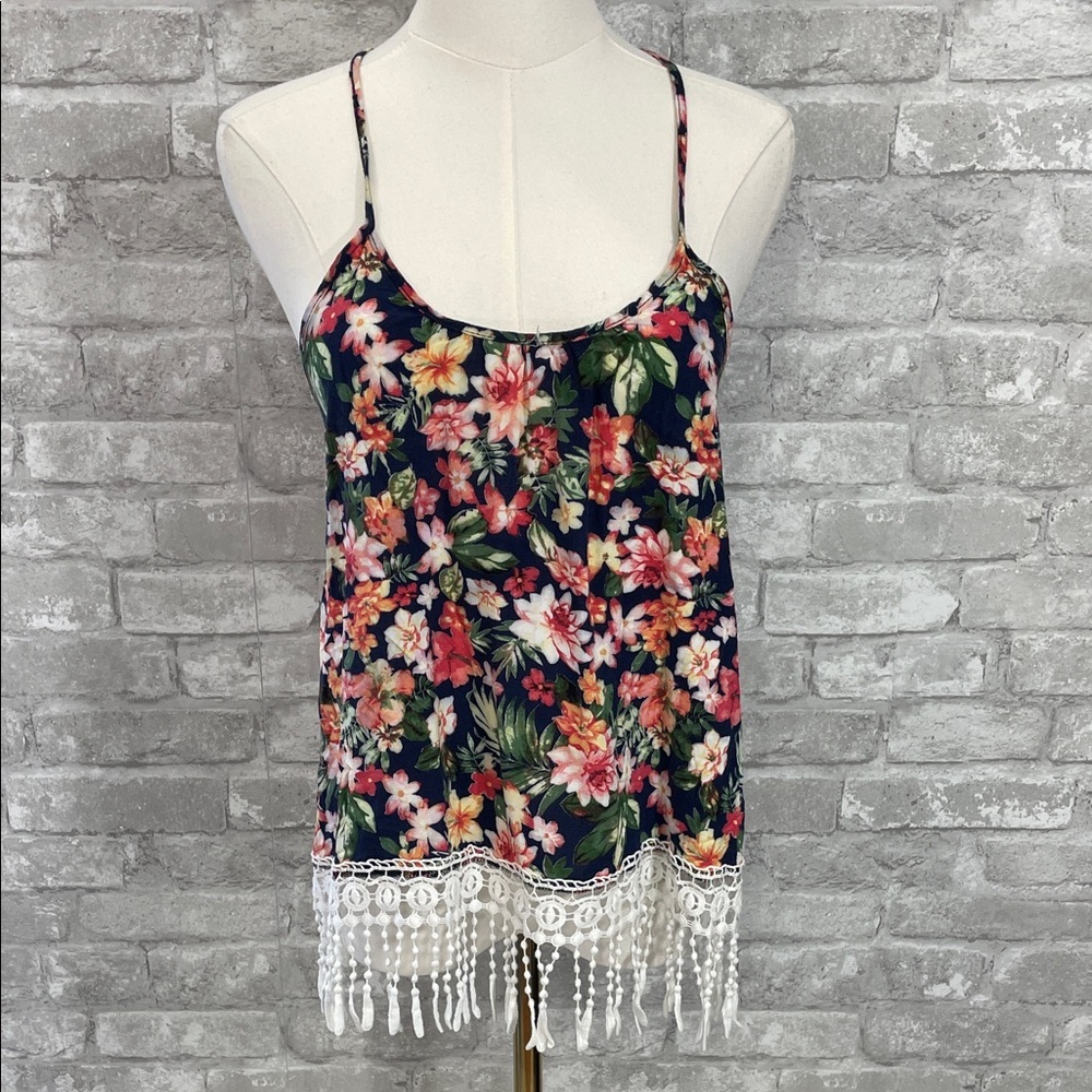 NU Label Floral Lace Trim Cami Top
